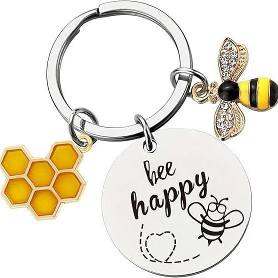 Wholesale Stainless Steel Laser Engraved Bee Keychain Teacher Appreciation Gift Fashion Accessory For Resale