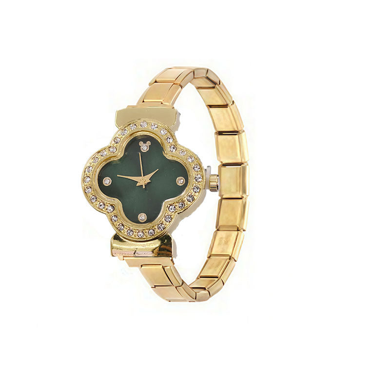 Wholesale Cross-Border Fashion Italian Modular Quartz Watch Stainless Steel Band Ins Versatile Trendy Watch Four-Leaf Clover Women' s Watch