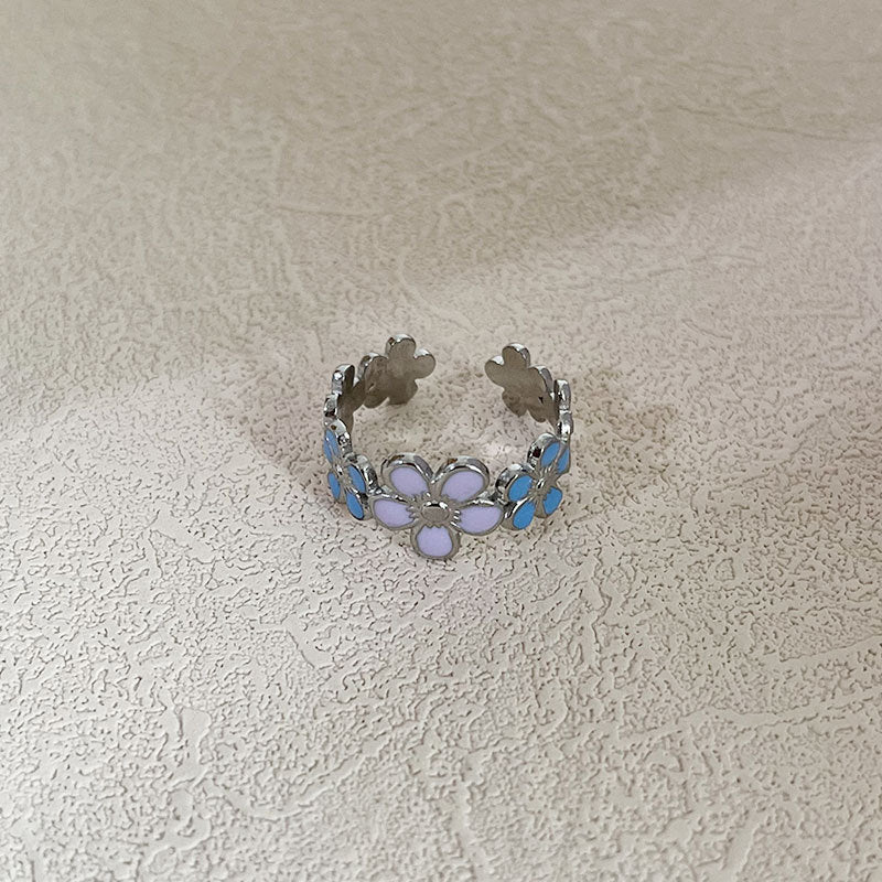 Wholesale color drop small flower opening ring
