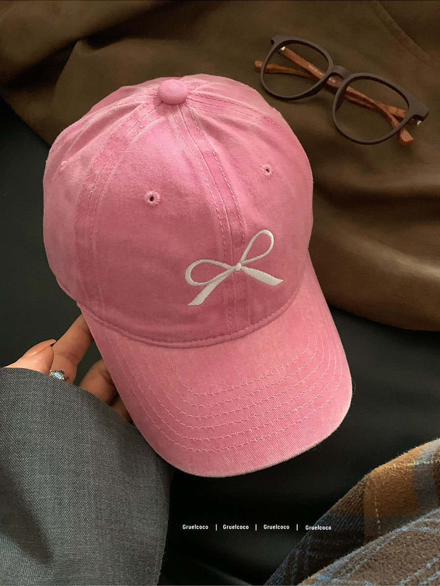 Wholesale Washed Distressed Vintage Bow Hat Embroidered Baseball Cap ACC-HT-KME004