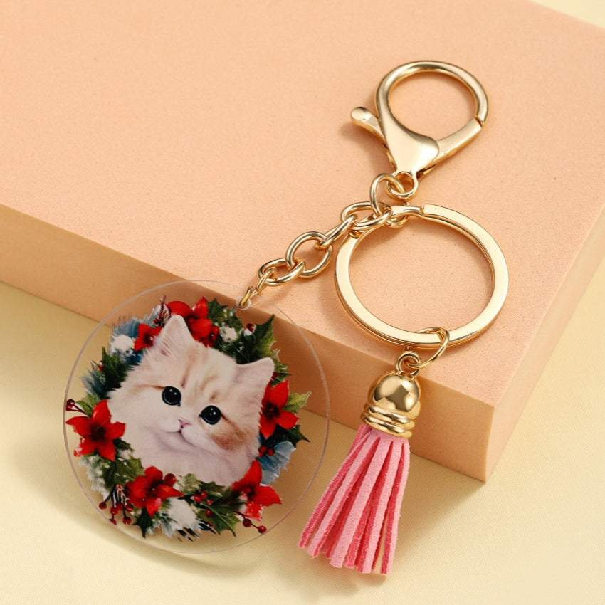 Wholesale 3D Printed Acrylic Cat Keychain ACC-KC-RongRui037