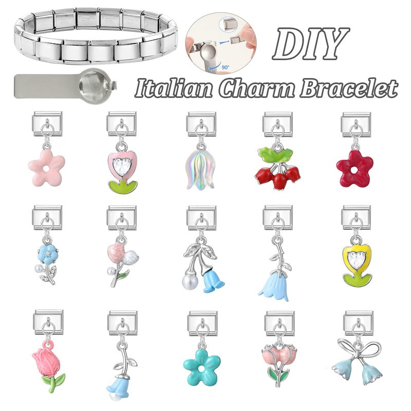 Wholesale Italian Charm Bracelet 9mm DIY Splicing Creative Pendant Stainless Steel Composable Bracelet