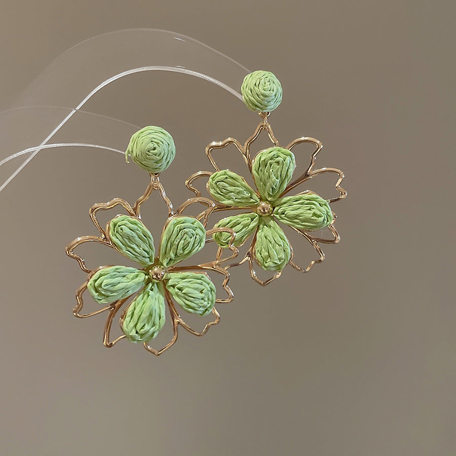 Wholesale  hollowed-out flower silver needle earrings