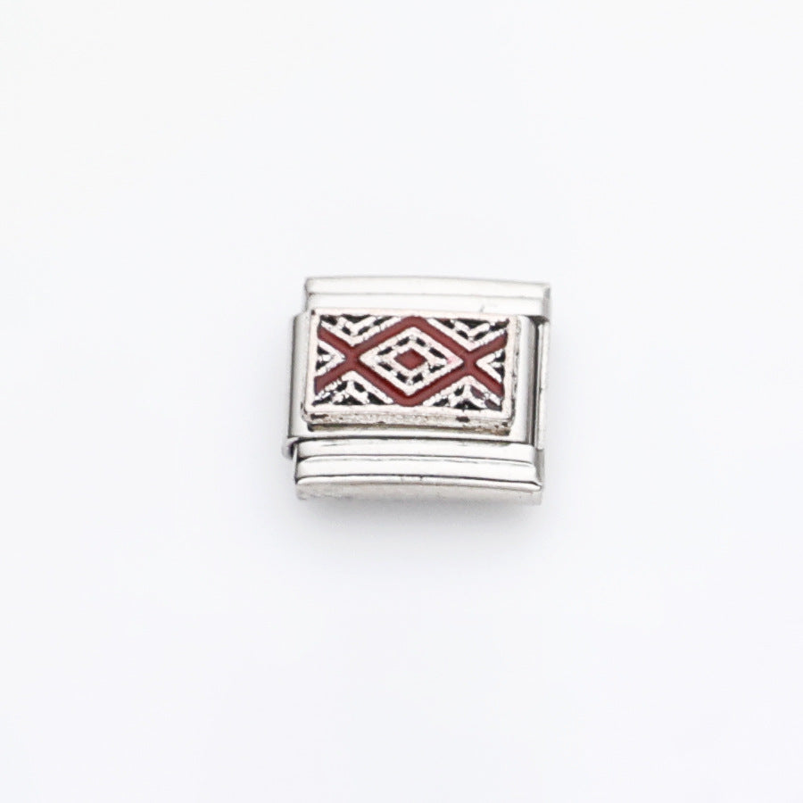 Wholesale 10pcs Italian Charm Bracelet 9mm DIY Splicing Flower Geometric Pattern Stainless Steel Composable Bracelet