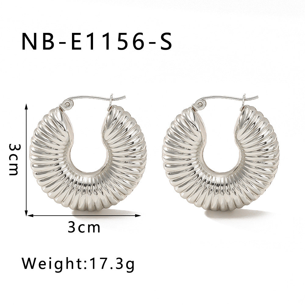 Wholesale Stainless Steel Gold Thread Hollow Earrings 18k Gold Plated Titanium Steel Earrings ACC-ES-Xiny010