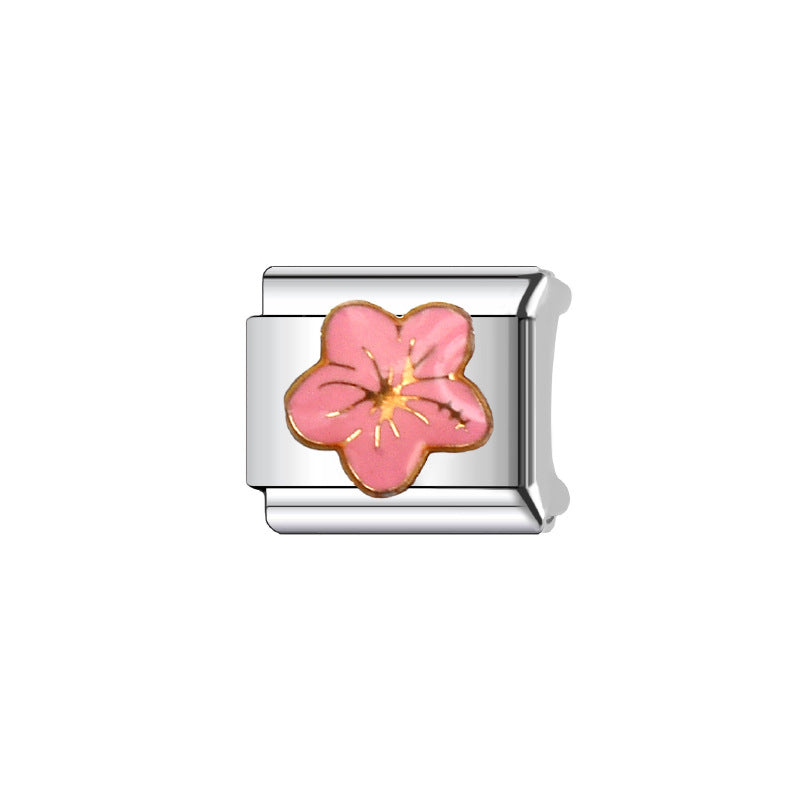 Wholesale Italian Charm Bracelet 9mm DIY Splicing Plant Pattern Titanium Steel  Composable Bracelet