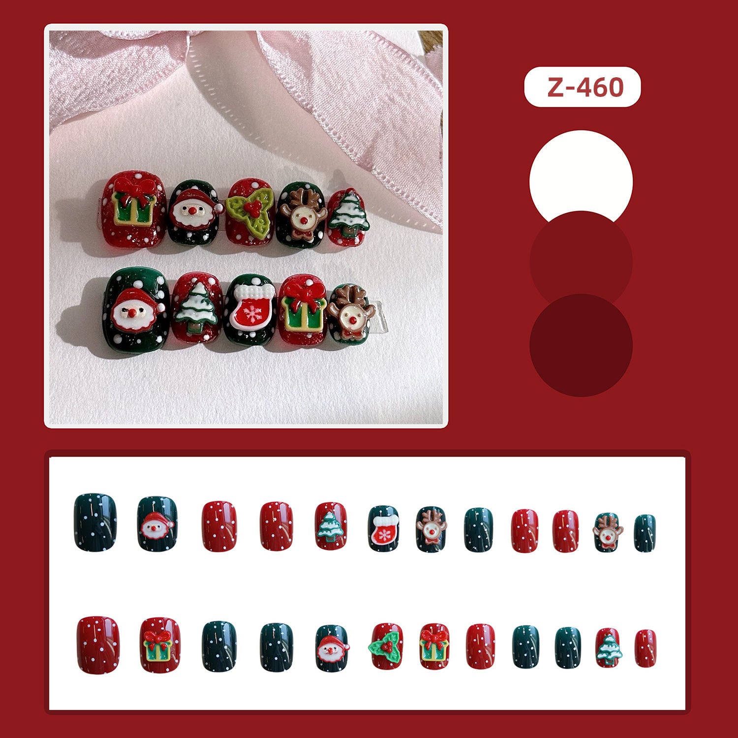 Wholesale 24 Pieces/ box Merry Christmas Nails Kits Nail Stickers