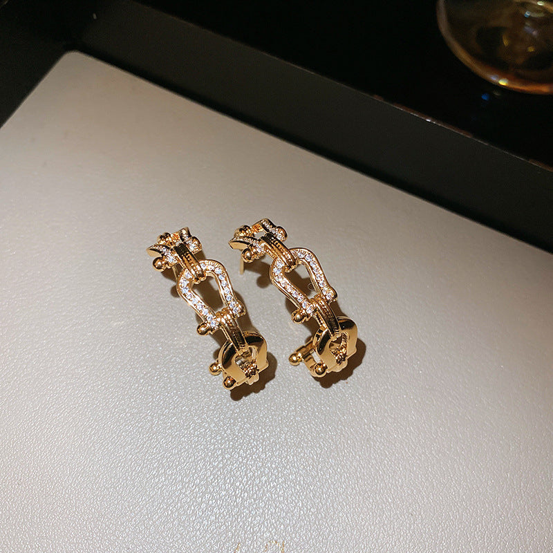 Wholesale Real Gold Silver Needle Zircon  Earrings
