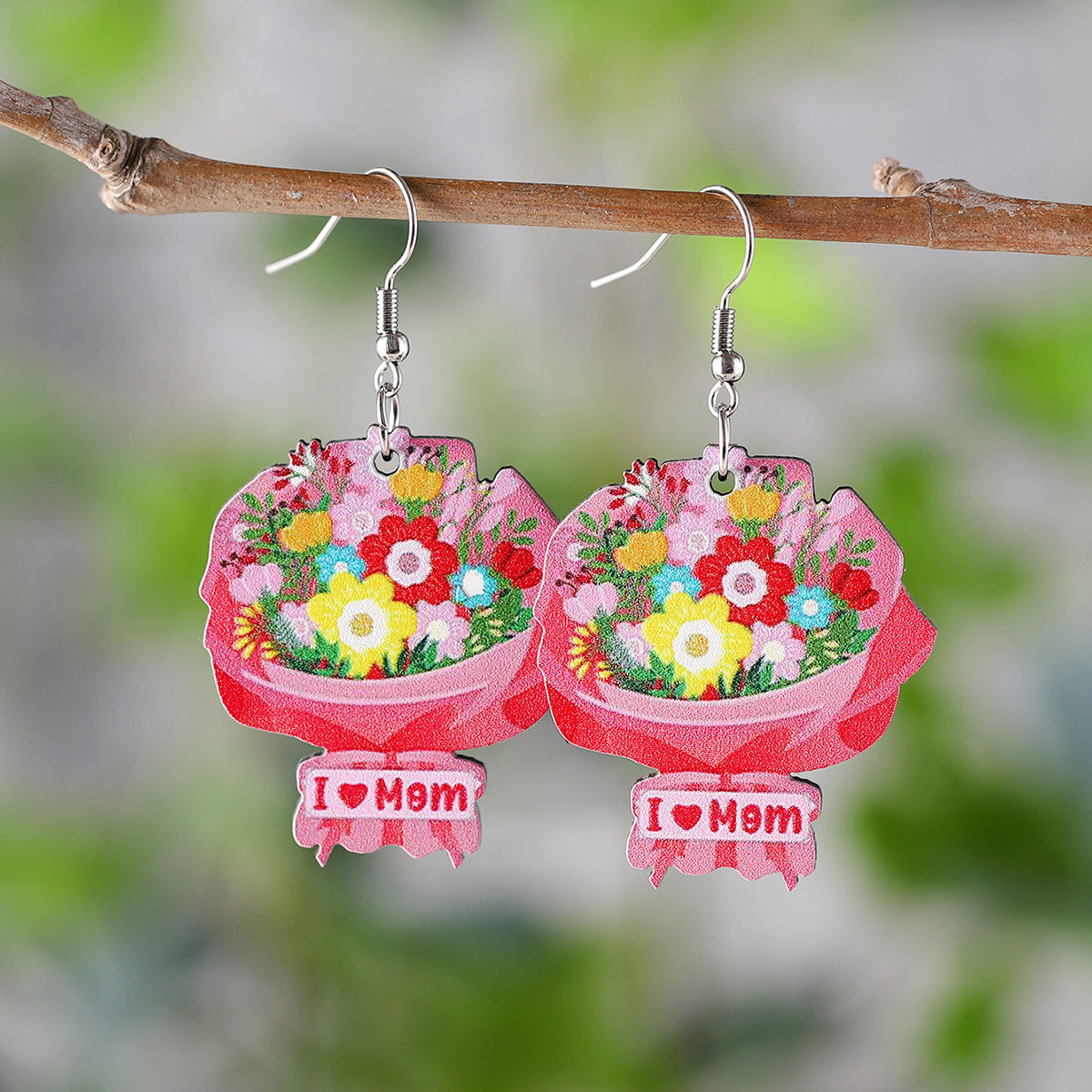 Wholesale  MOM flower love bouquet pendant earrings
