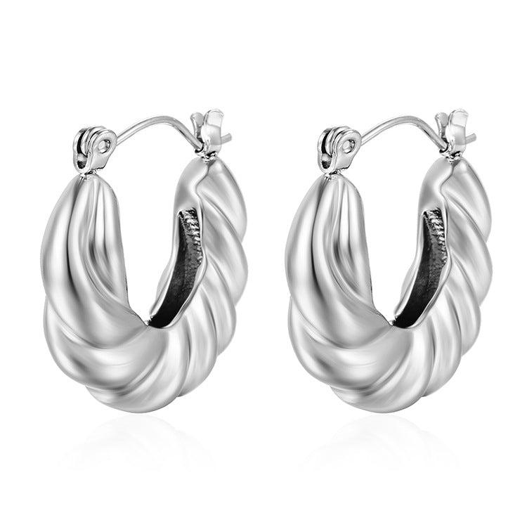 Wholesale Stainless Steel Earrings Light Luxury   Plated with 18K Twist Earrings