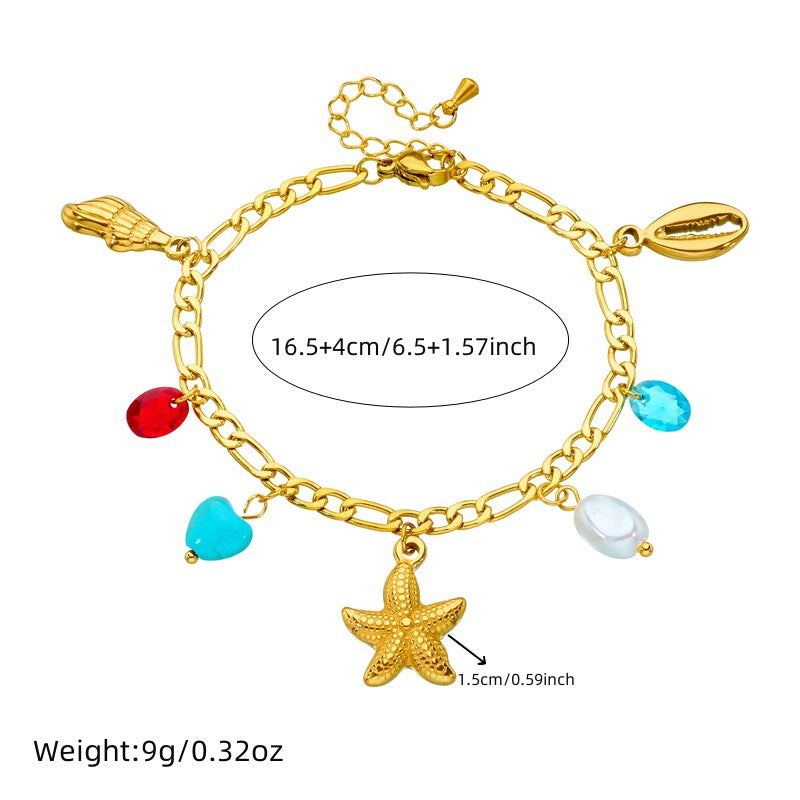 Wholesale  creative gold-plated tortoise dolphin starfish pendant stainless steel chain bracelet