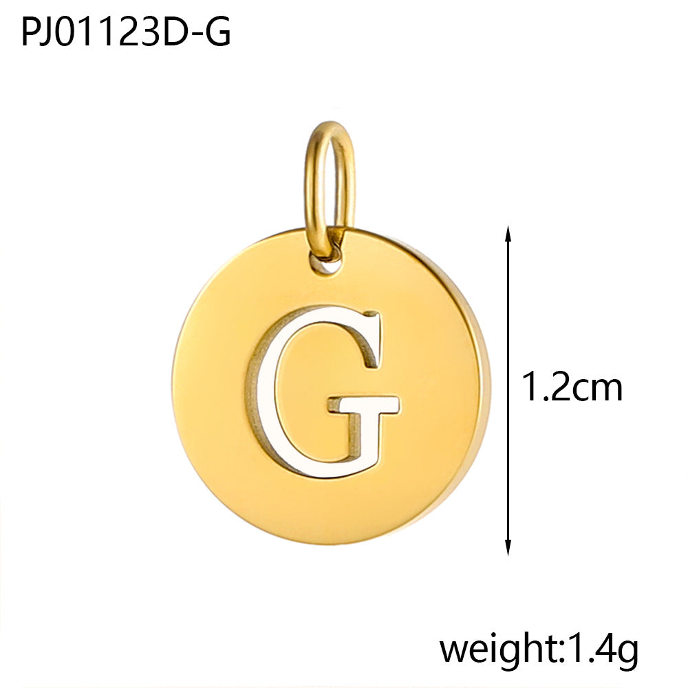 Wholesale Stainless steel round brand 26 letter hollow DIY pendant