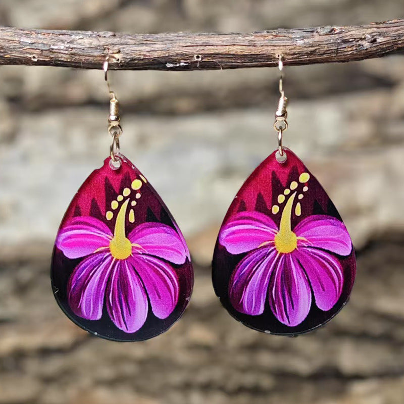 Wholesale Retro Ethnic Flower Acrylic Earrings