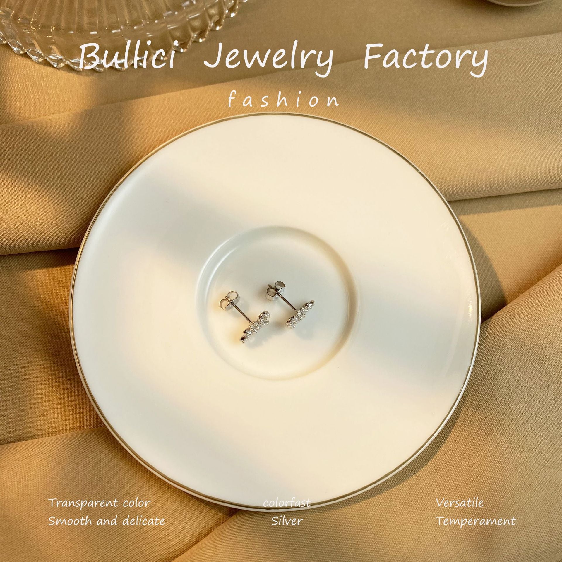 Wholesale S925 Sterling Silver Earrings Girls All-match Pearl Bow Earrings