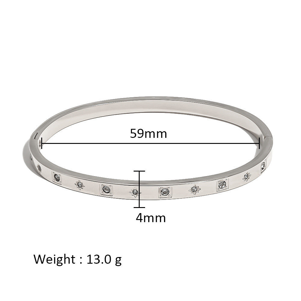 Wholesale Stainless Steel 18K Gold Plated Geometric Star Flower Zircon Bracelet