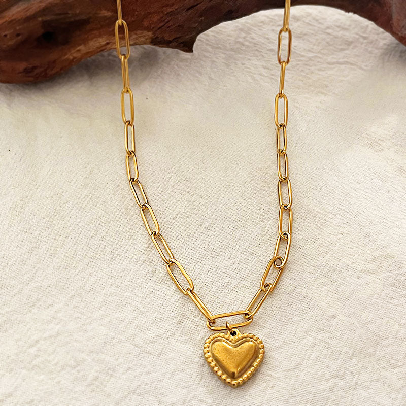 Wholesale stainless steel golden peach heart pendant necklace