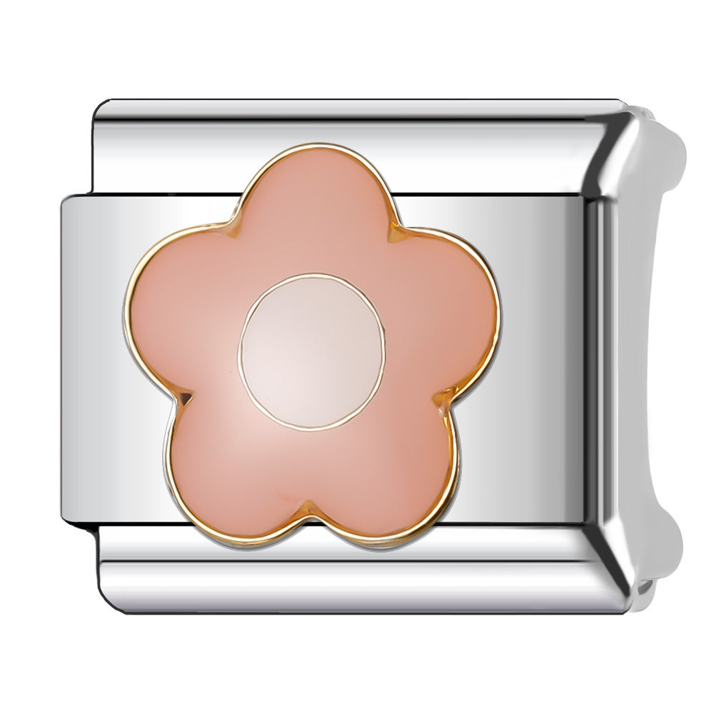 Wholesale Italian Charm Bracelet 9mm DIY Splicing Flower Series Stainless Steel Composable Bracelet