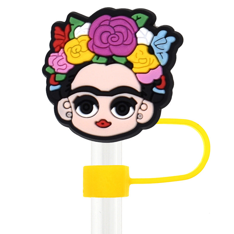 Wholesale  Random 100pcs Mexican Series  10mm PVC Soft Straw Tube Cap