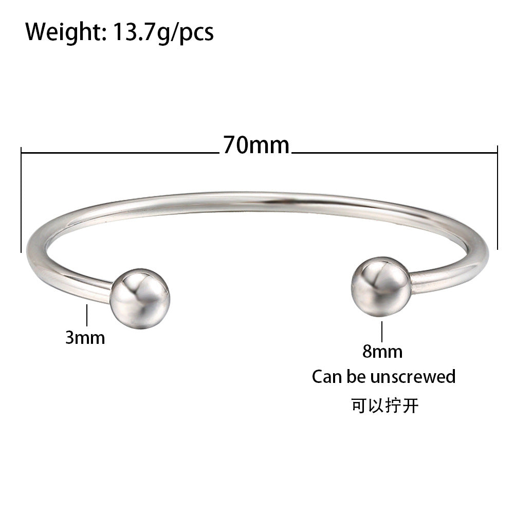 Wholesale Stainless steel ball-end open bangle