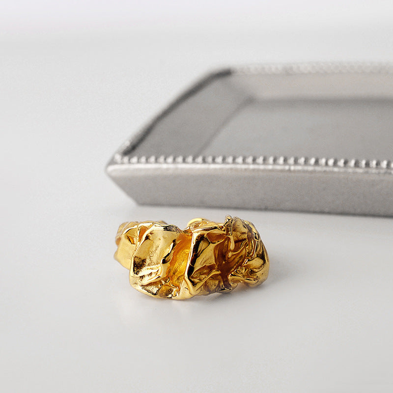 Wholesale  Pleated Texture Ring 925 Sterling Silver Open Ring