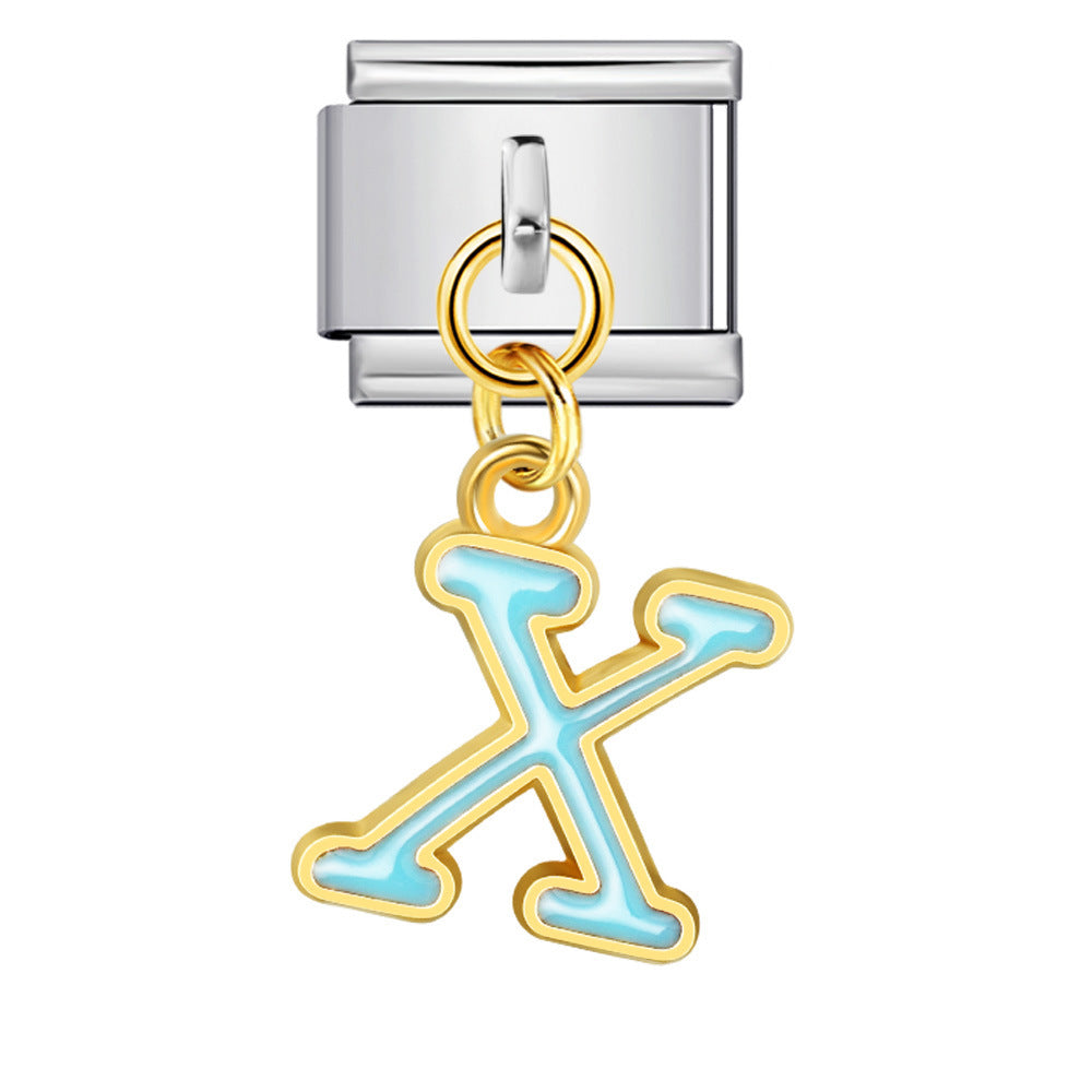 Wholesale Italian Charm Bracelet 9mm DIY Splicing Letter Series Stainless Steel Composable Bracelet