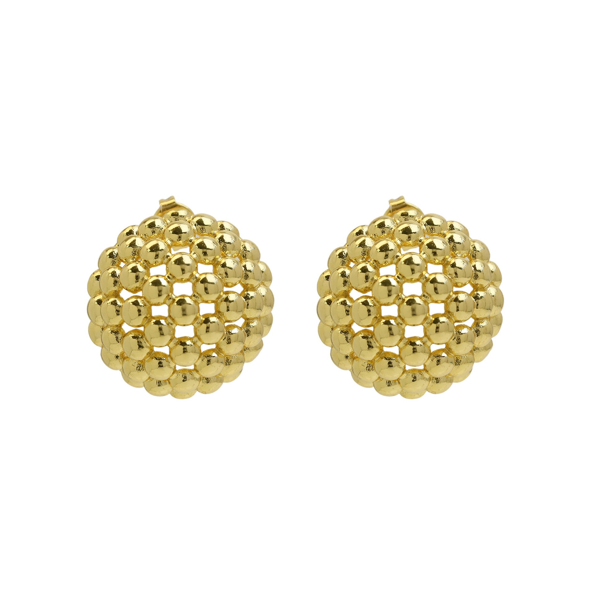 Wholesale  18K beads grid smooth geometric shape heart  earrings