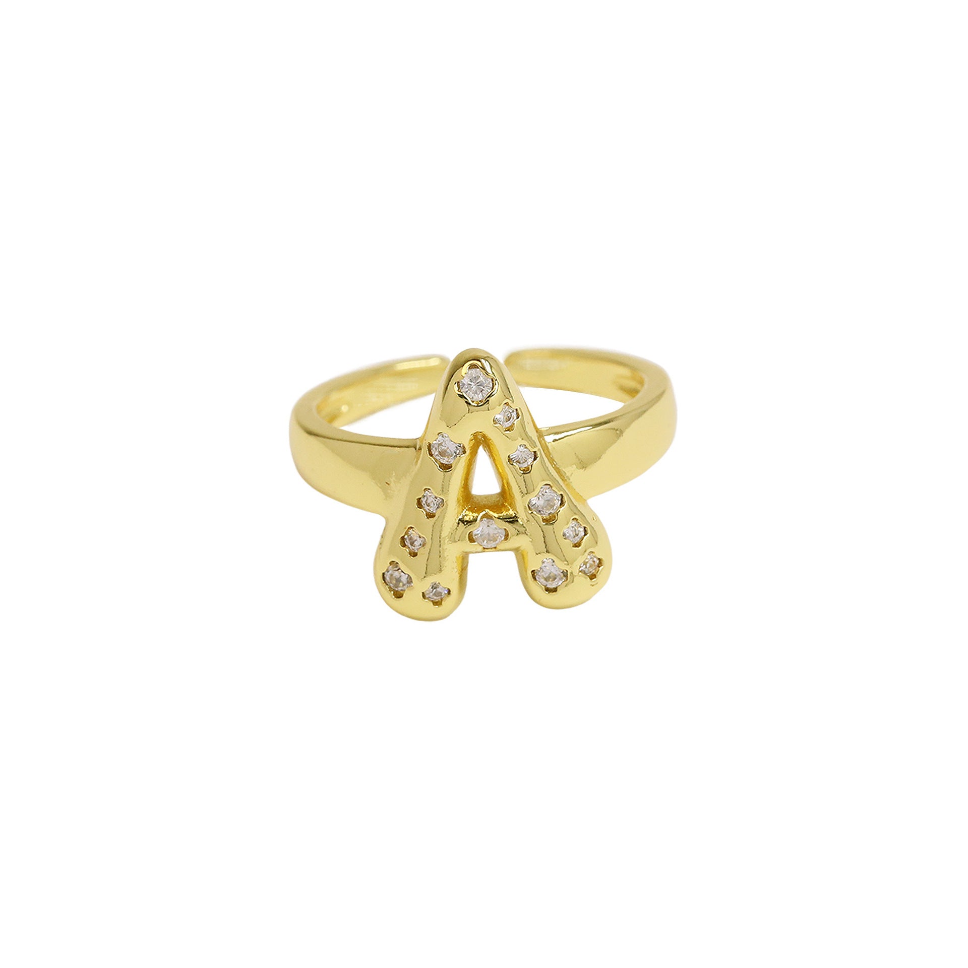 Wholesale Micro-inlaid Zircon Bubble Bubble Balloon Cute 26 English Letters Open Ring