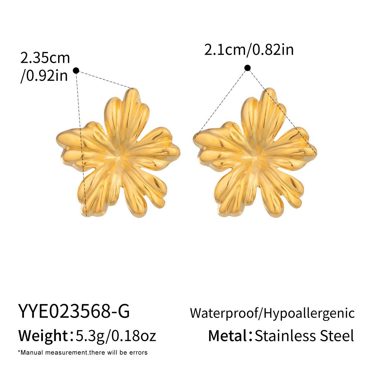 Wholesale Trendy 18K Gold Plated Stainless Steel Floral Earrings Set for Women Boutique Resale Jewelry Accessory