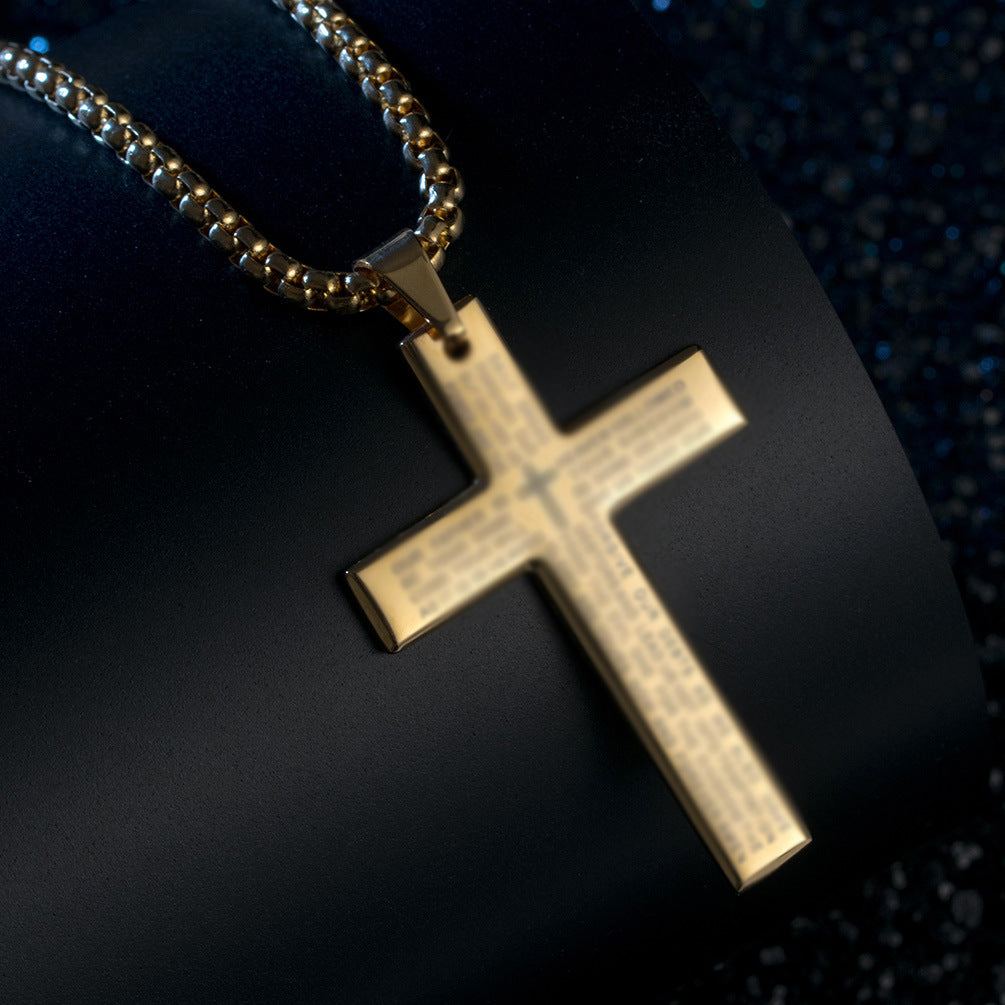 Wholesale Polished Stainless Steel Cross Pendant Necklace Trendy Cold Wind Style Jewelry Accessory