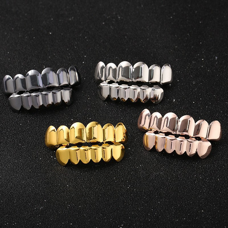 Wholesale Gold Hip Hop Teeth Braces 6 Upper 6 Lower Smooth Surface Fashion Accessory