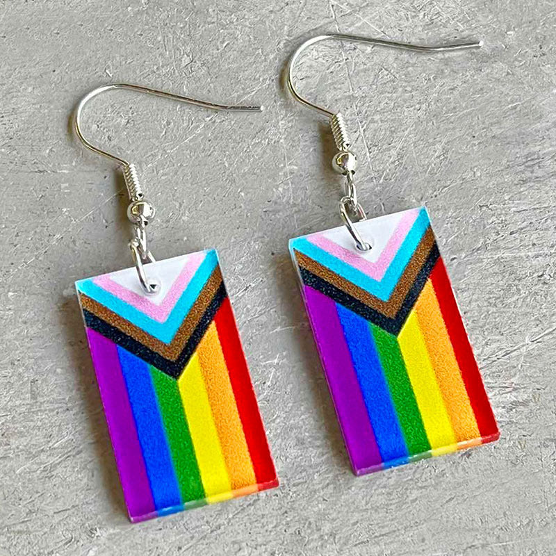 Wholesale 2 Pairs/pack LGBT Rainbow Square Acrylic Earrings Summer ACC-ES-HY006