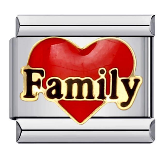 Wholesale Family Theme Italian Charm Bracelet,  Gold Plated Stainless Steel DIY Jewelry Accessory,  Gift for Boutique Resale