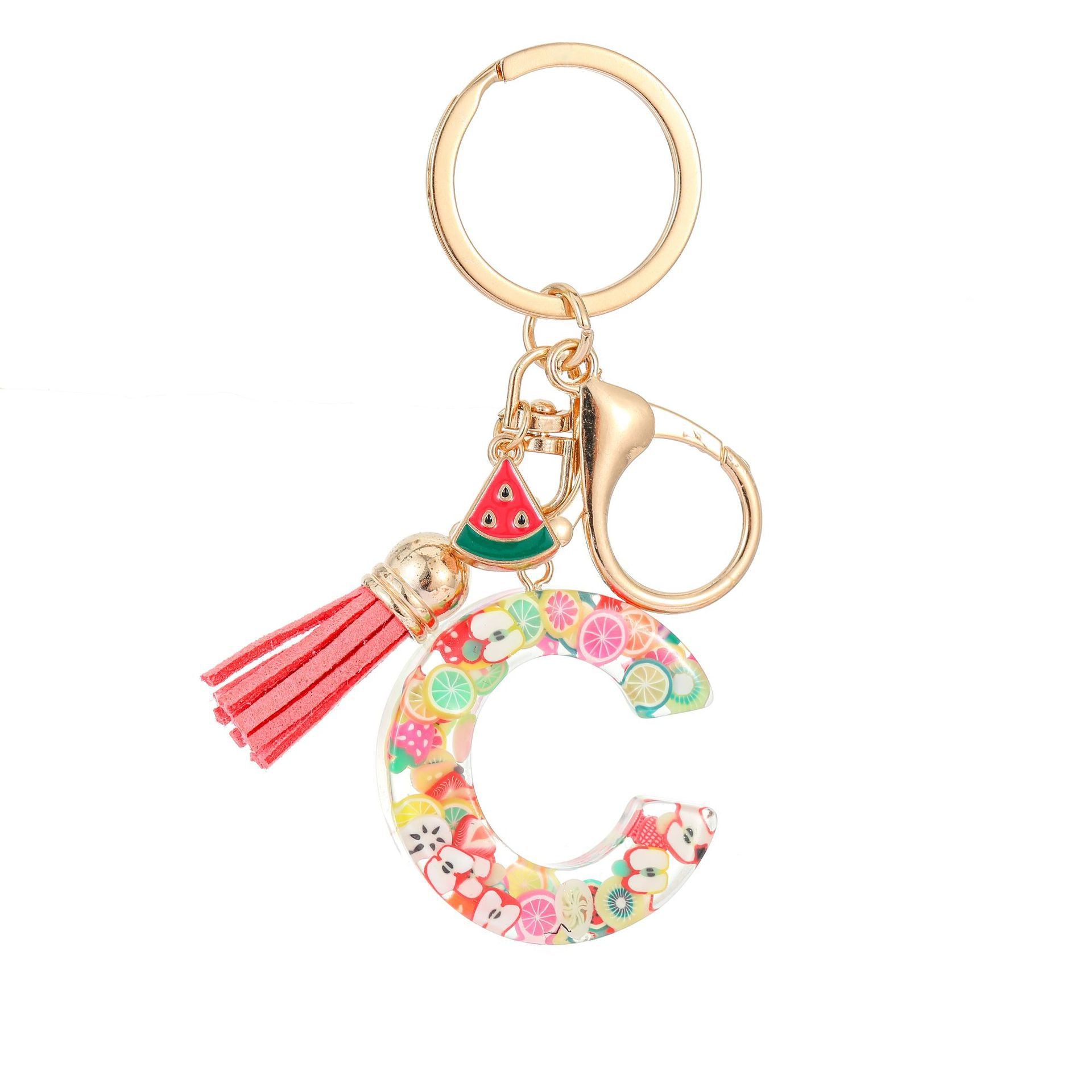 Wholesale Fruit resin letter keychain