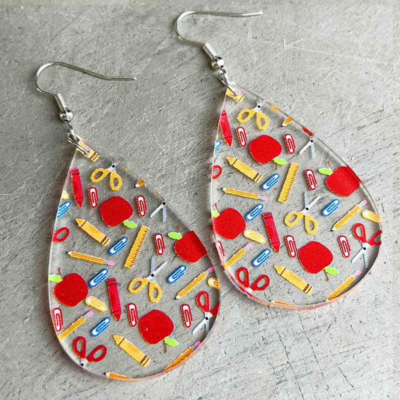 Wholesale 2 Pairs/pack Acrylic Water Drop Shape Colorful Cute Earrings ACC-ES-HY191