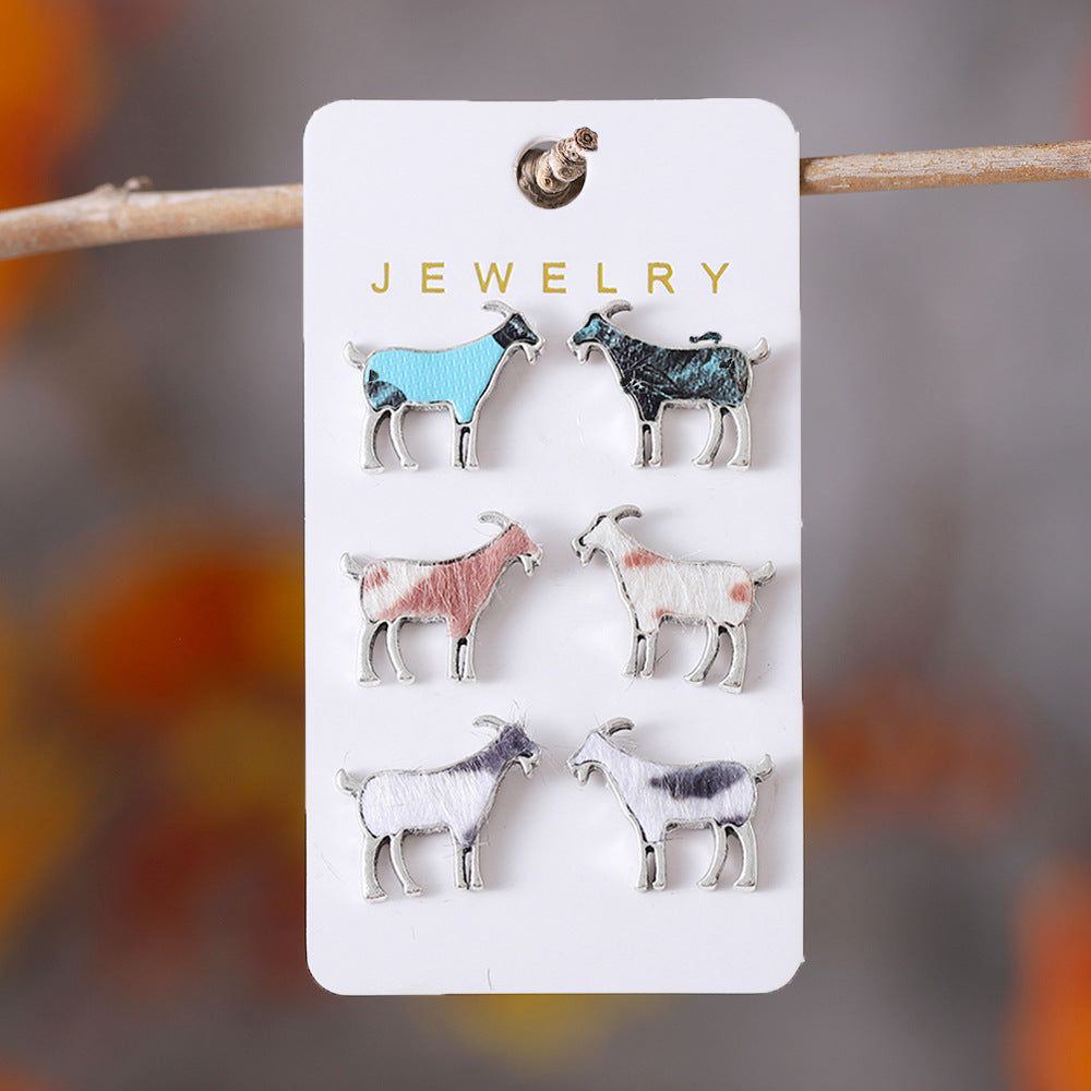 Wholesale Cow Sheep and Horse Spotted Alloy Earrings