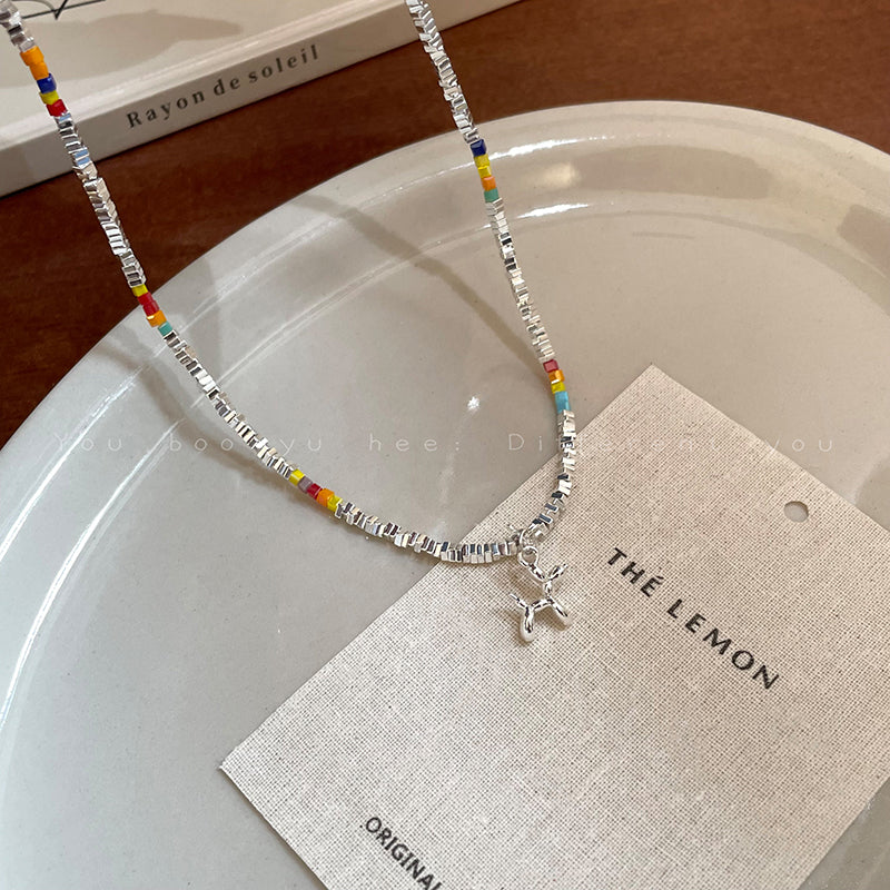 Wholesale Colorful Balloon Dog Pendant Necklace Women S Layering Jewelry Fashion Accessory Gift Boutique Resale