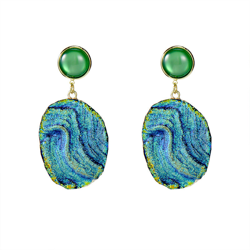 Wholesale Ocean Long Blue Wave Texture Resin Earrings ACC-ES-JiuJia008