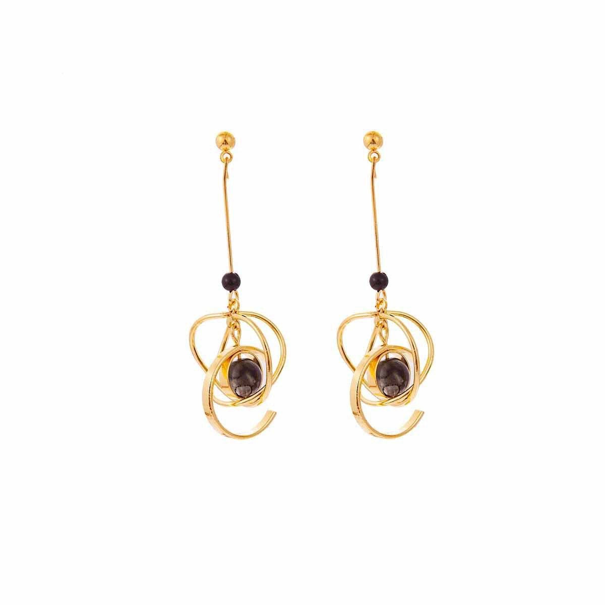 Wholesale European American Style Black Round Irregular Stud Earrings Trendy Fashion Accessory for Women