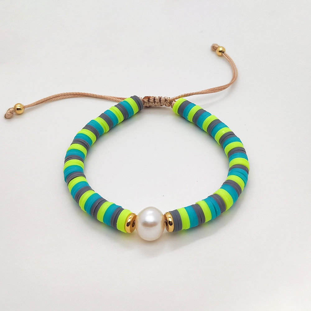 Wholesale bohemian beach style colorful soft clay beaded bracelet ACC-BT-Qiqi003