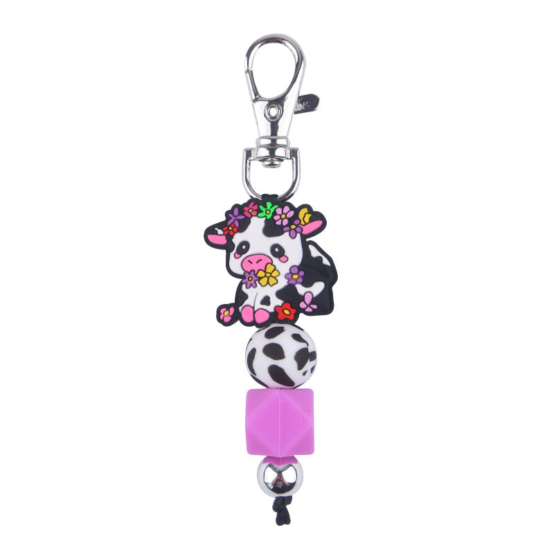 Wholesale Cartoon Cow Silicone Beaded Keychain ACC-KC-GuangTian088