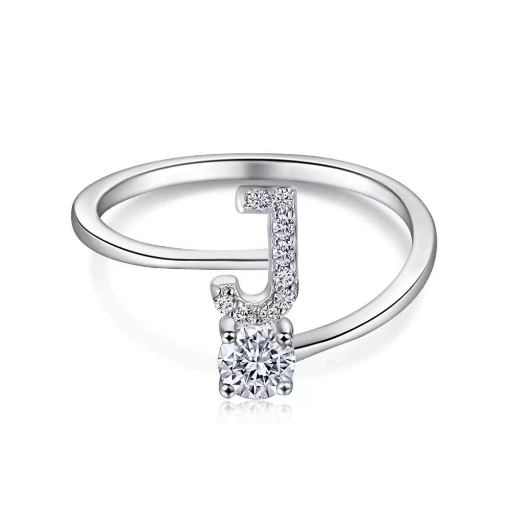 Wholesale Chic Adjustable Letter Ring For Women 26 English Letters Zinc Alloy Electroplated Jewelry Accessory Boutique Resale
