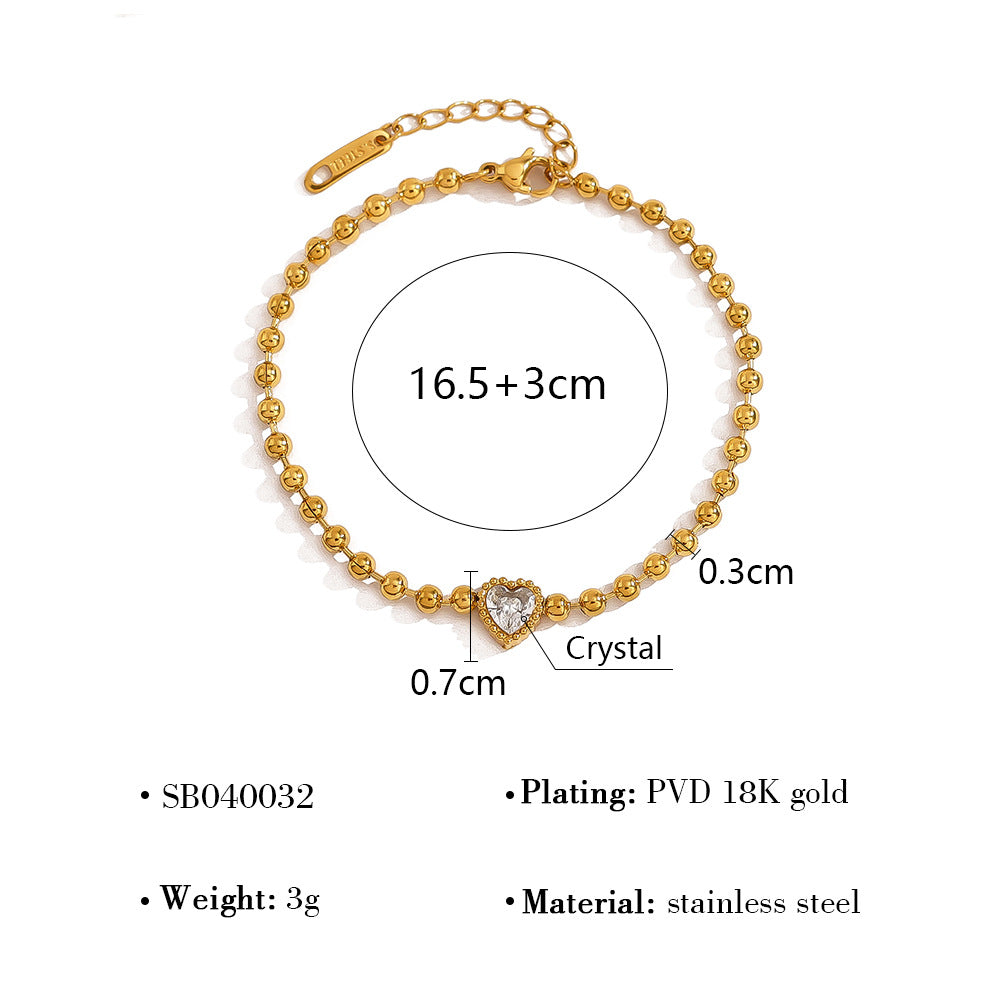 Wholesale small gold bead chain suit stainless steel diamond bracelet