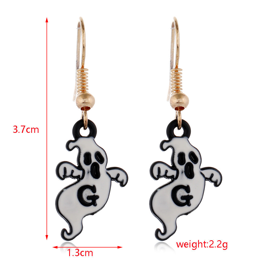 Wholesale horror funny skull  pumpkin alloy oil drop earrings