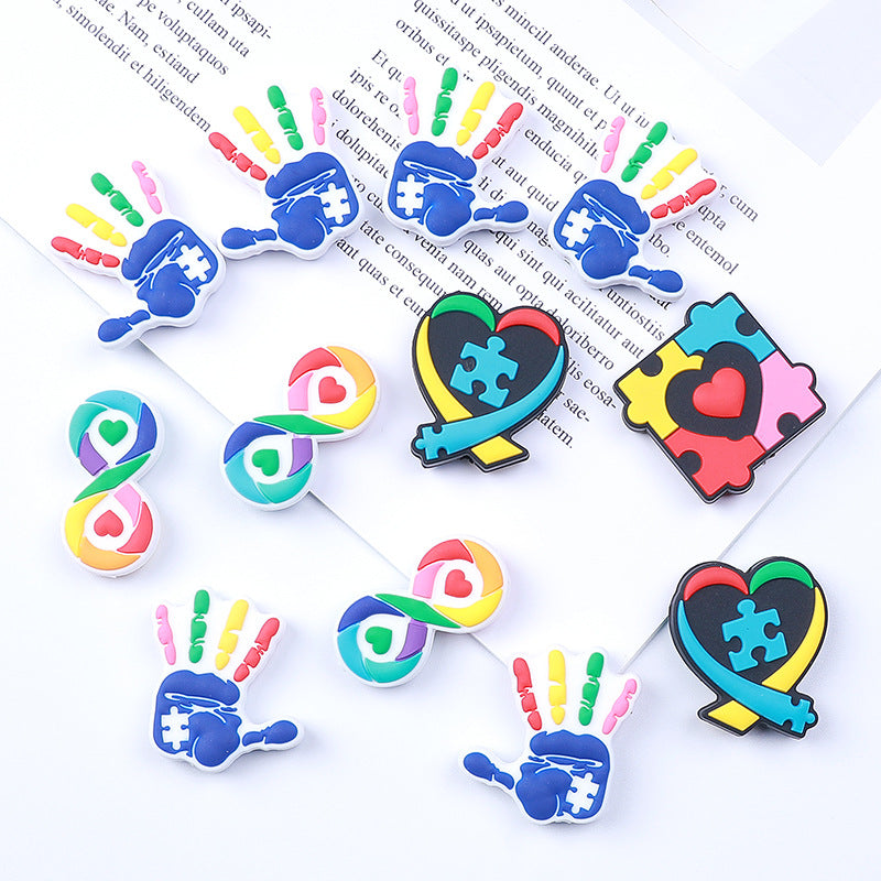 Wholesale 20pcs Rainbow Puzzle Silicone Focal Beads DIY Beaded Pen Accessories ACC-BDS-HeXing020