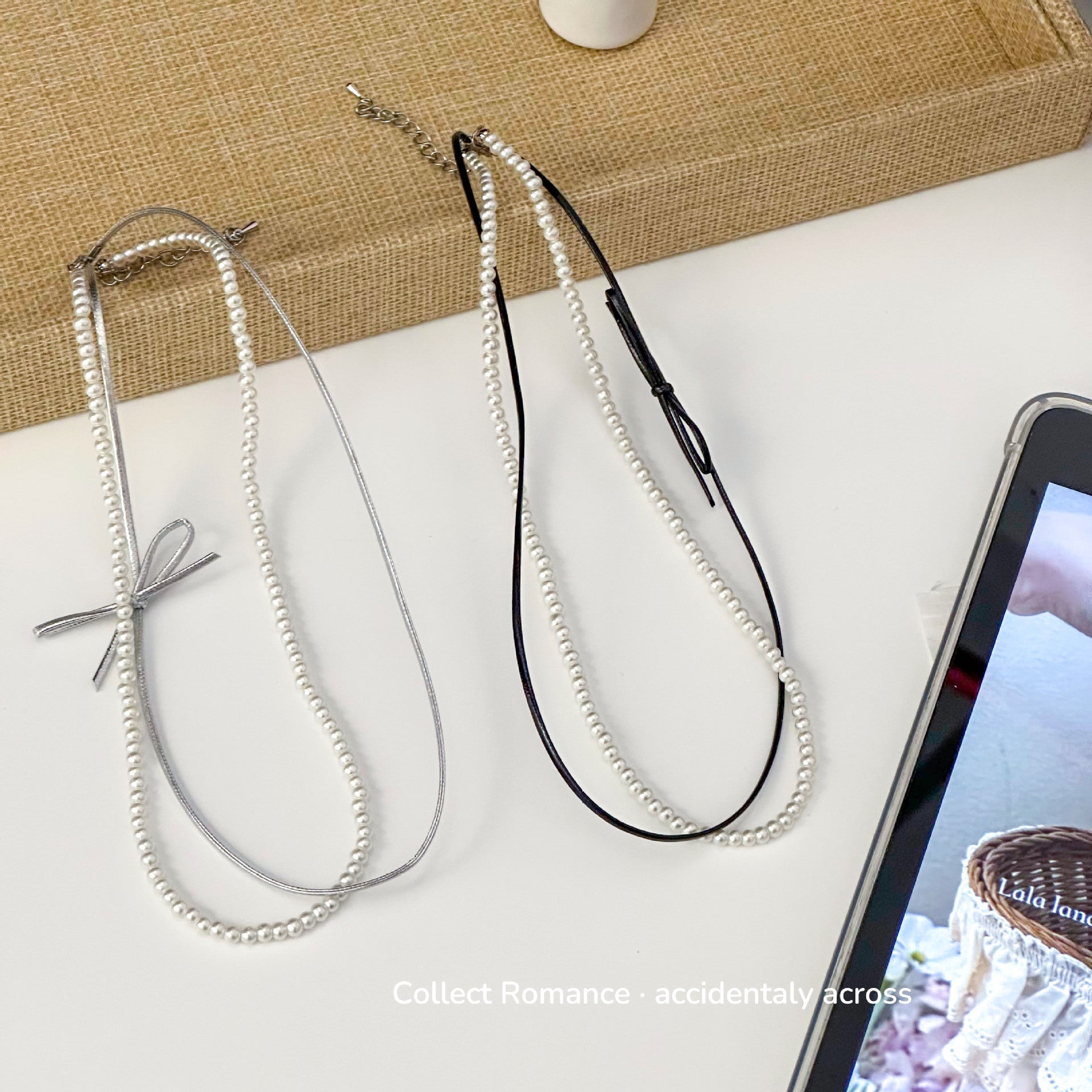 Wholesale Light Luxury  Double Layer Pearl Bow Necklace