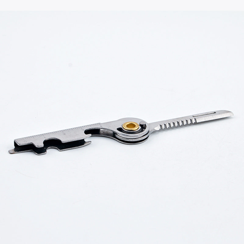 Wholesale Stainless Steel EDC Multi-function Key Tool Bottle Opener Rotary Screwdriver Keychains