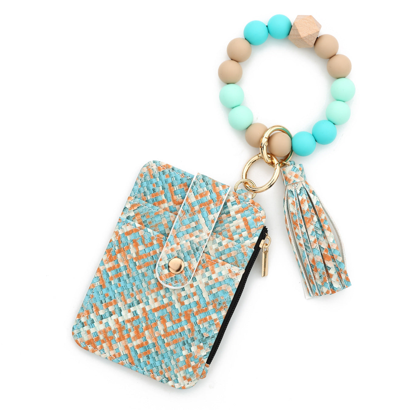 Wholesale  Pattern Folded Card Bag Tk Printed Leather Wallet Wristlet Keychain