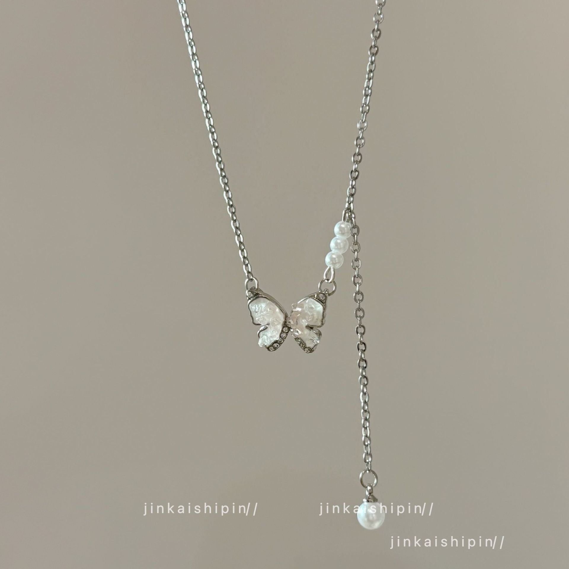 Wholesale Pink Butterfly Beaded Necklace