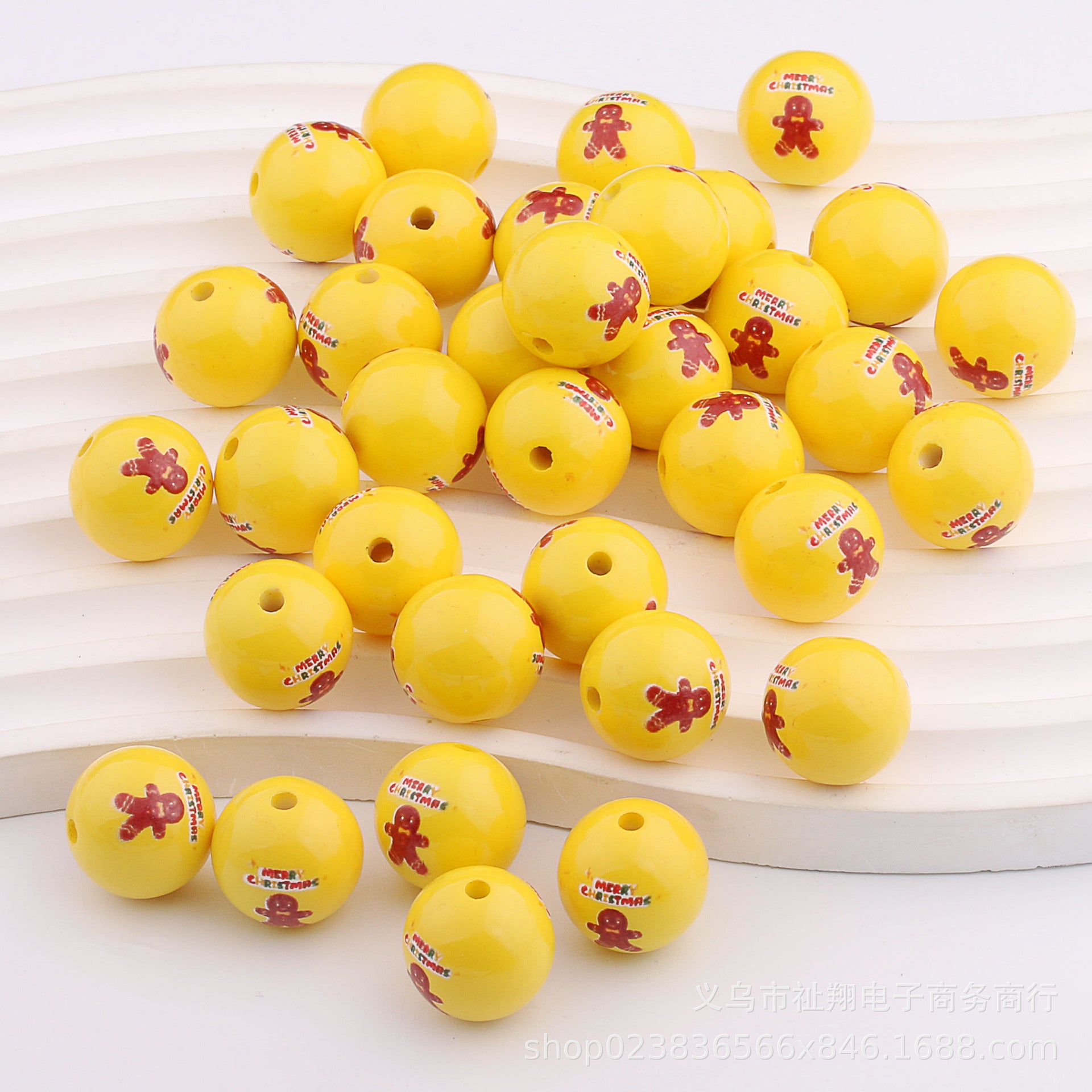 Wholesale 20pcs 16mm Christmas Color Printed Acrylic Round Beads DIY Bead Accessories ACC-BDS-ZhiXiang003