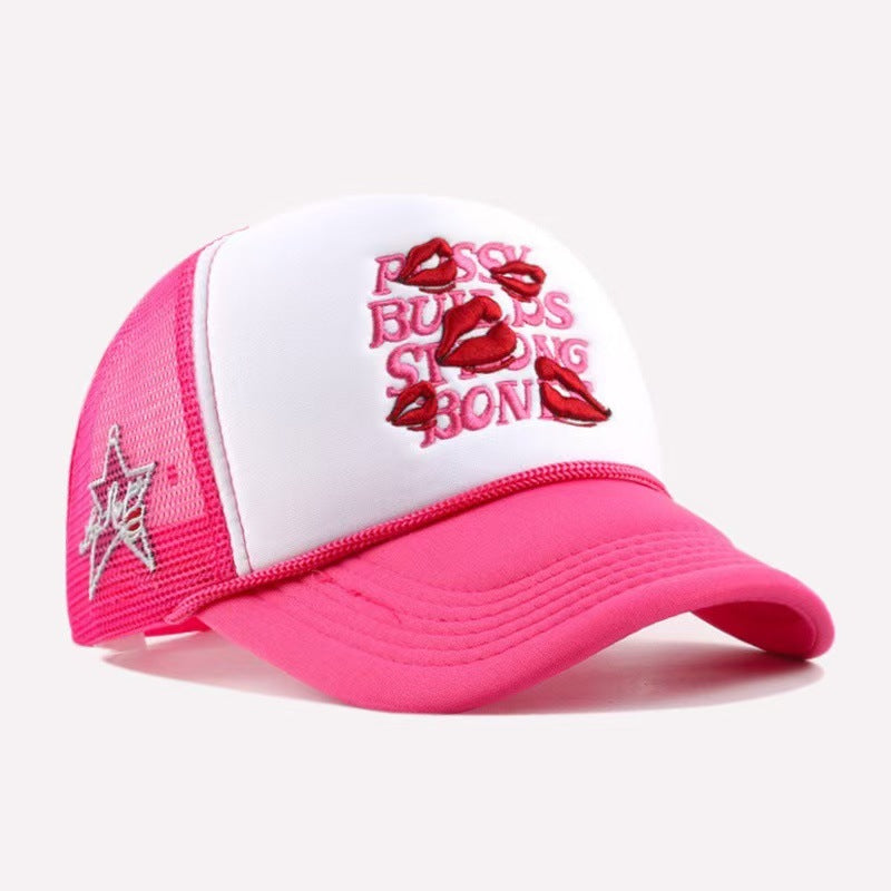 Wholesale Red lip wide-brimmed multi-colored letter baseball cap